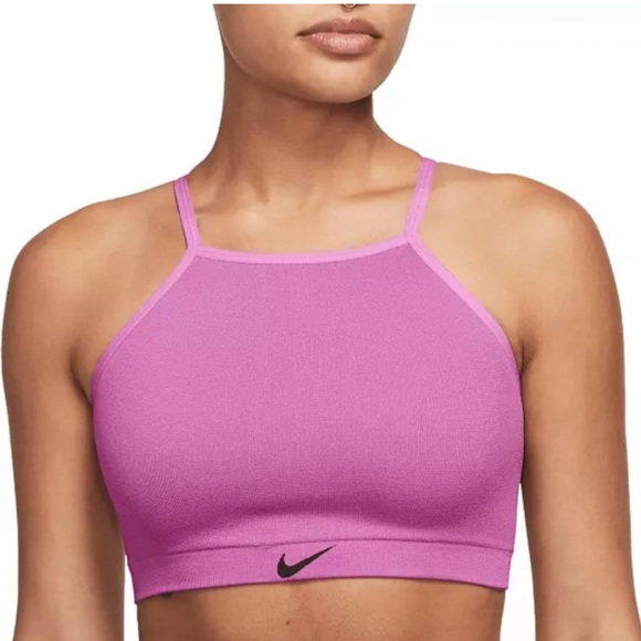 NWT Nike Pink Indy Seamless Ribbed Light-Support Non-Padded Sports Bra - Picture 2 of 15